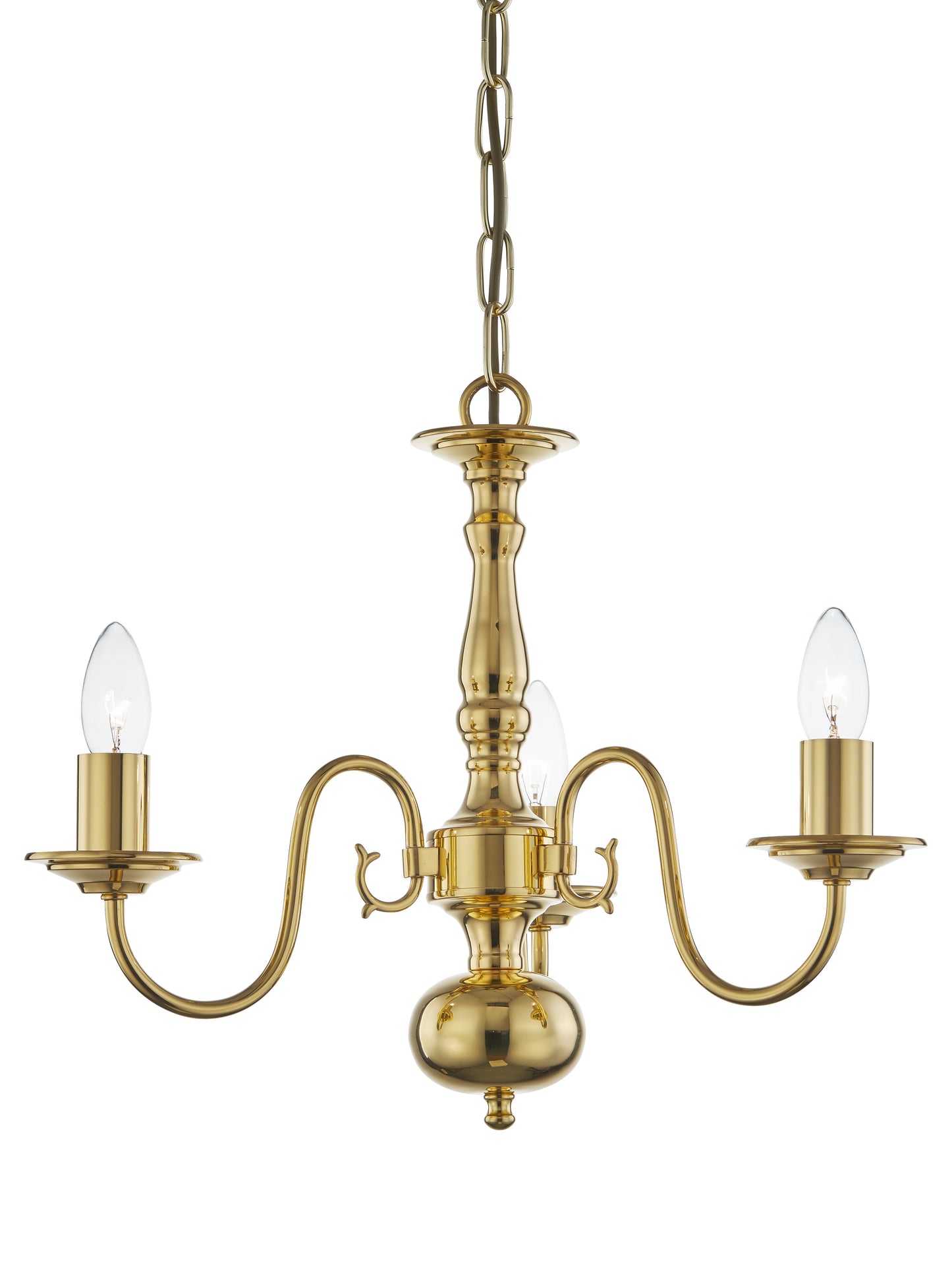 Williamsburg 3-Light Chandelier - Custom Made in Copper--polished brass finish