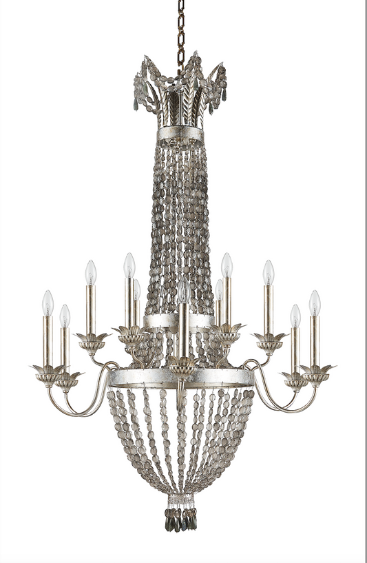 Vintage Crystal Chandelier in small size with Customizable Gold Leaf Finish - E12 Lamp Holders