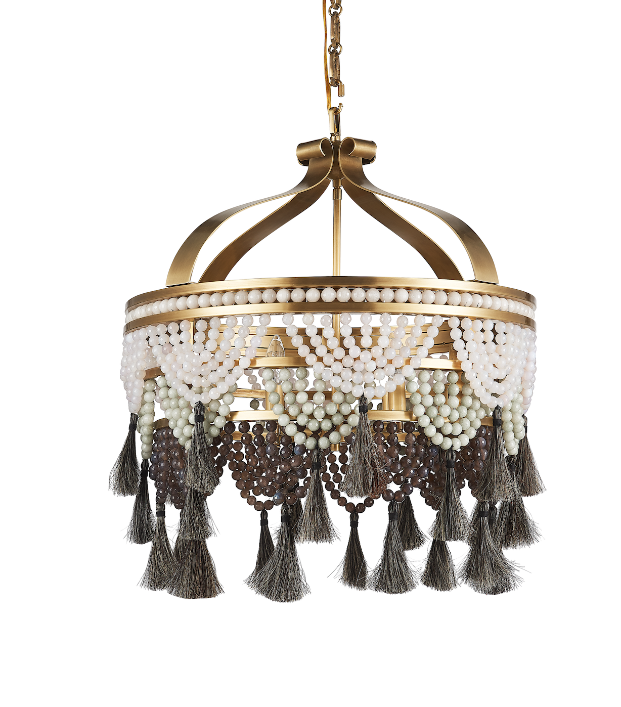 Vintage Crystal Chandelier/pendant with Customizable Aged Brass Finish - E12 Lamp Holders