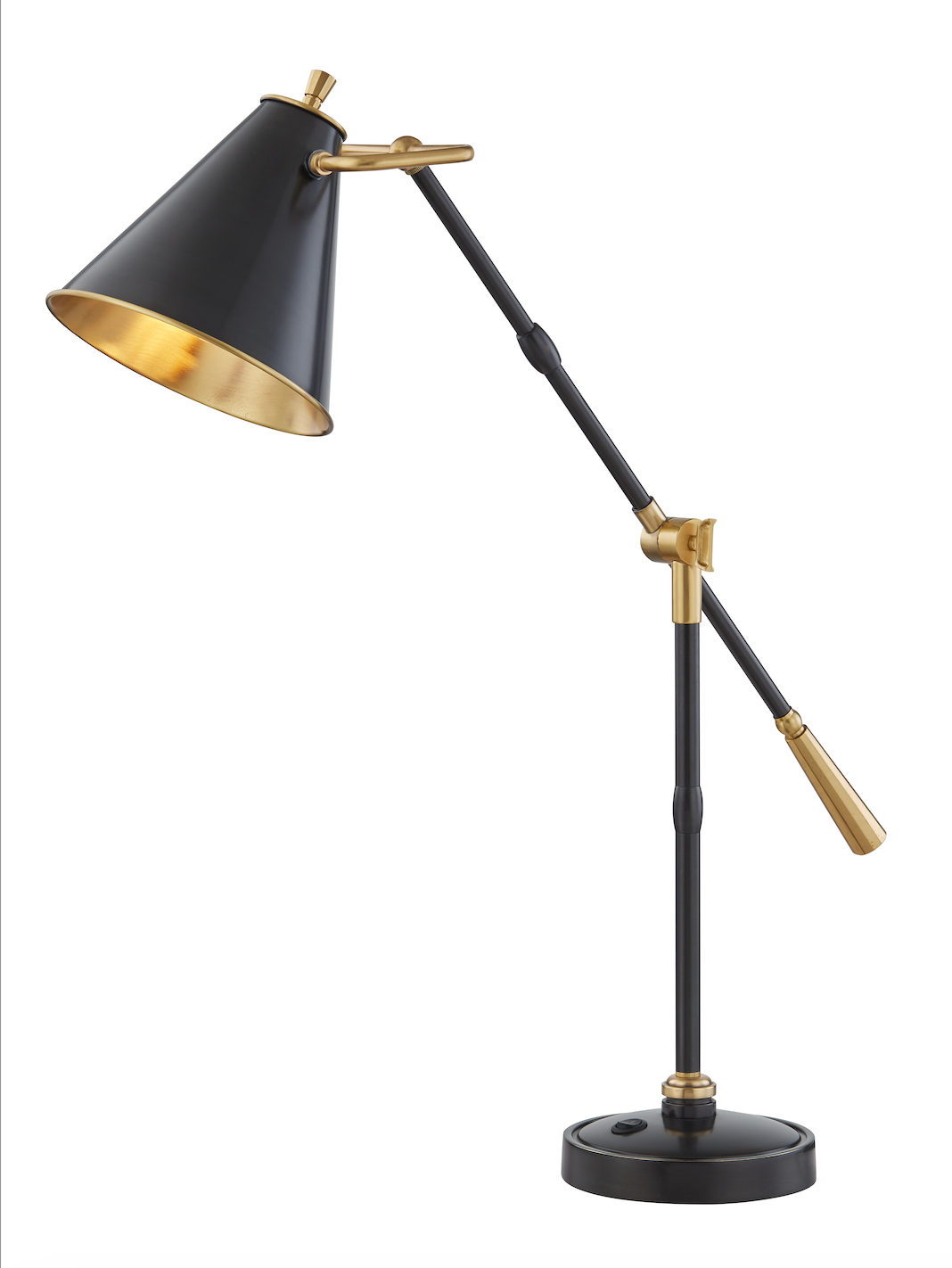 Custom-Made Classic Adjustable Brass Desk Lamp with Adjustable Shade - Aged & Old Brass Finish