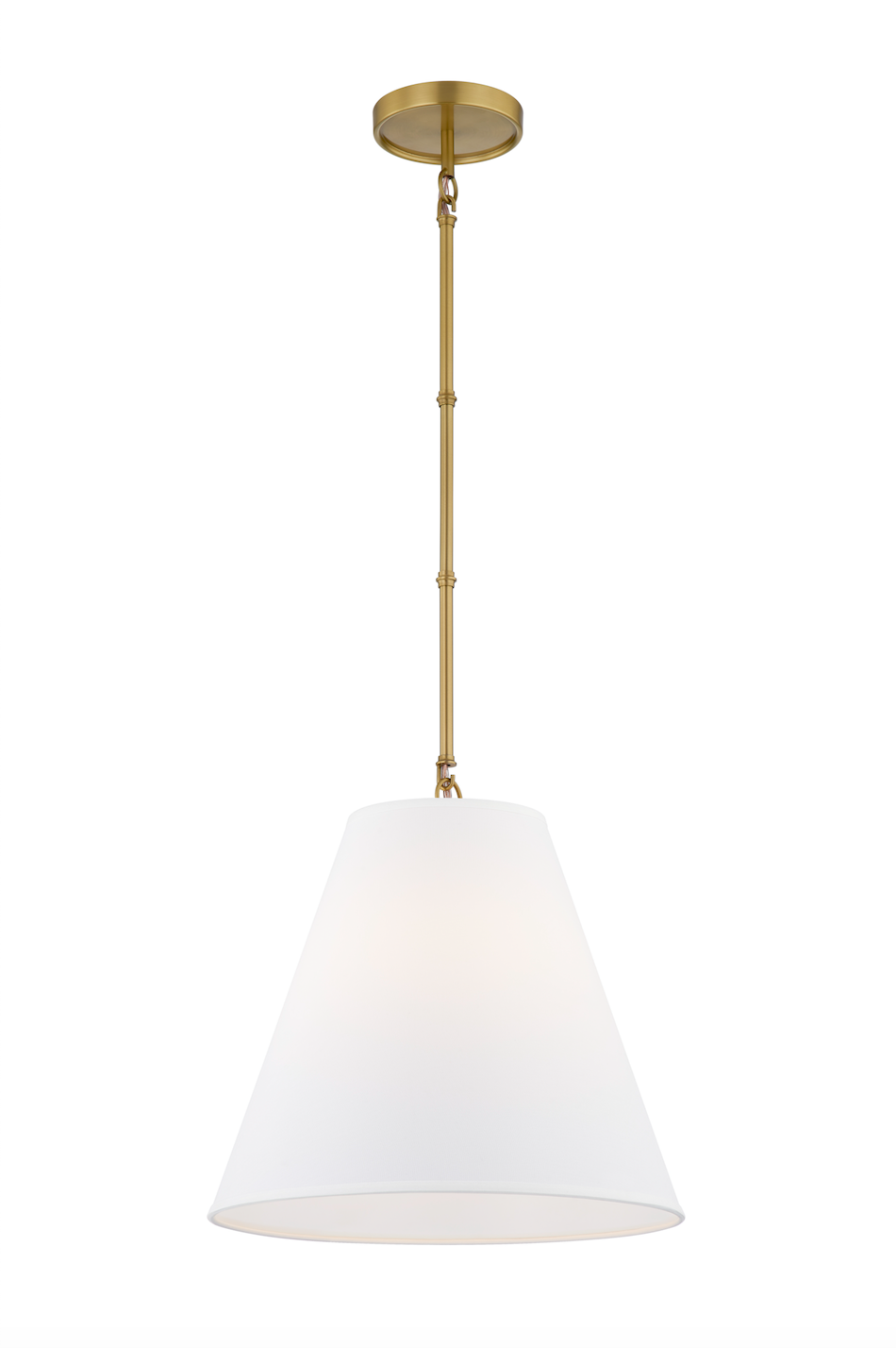 Custom Single-Head Pendant Light with Linen Shade and Bamboo-Inspired Rod--Aged Brass finish