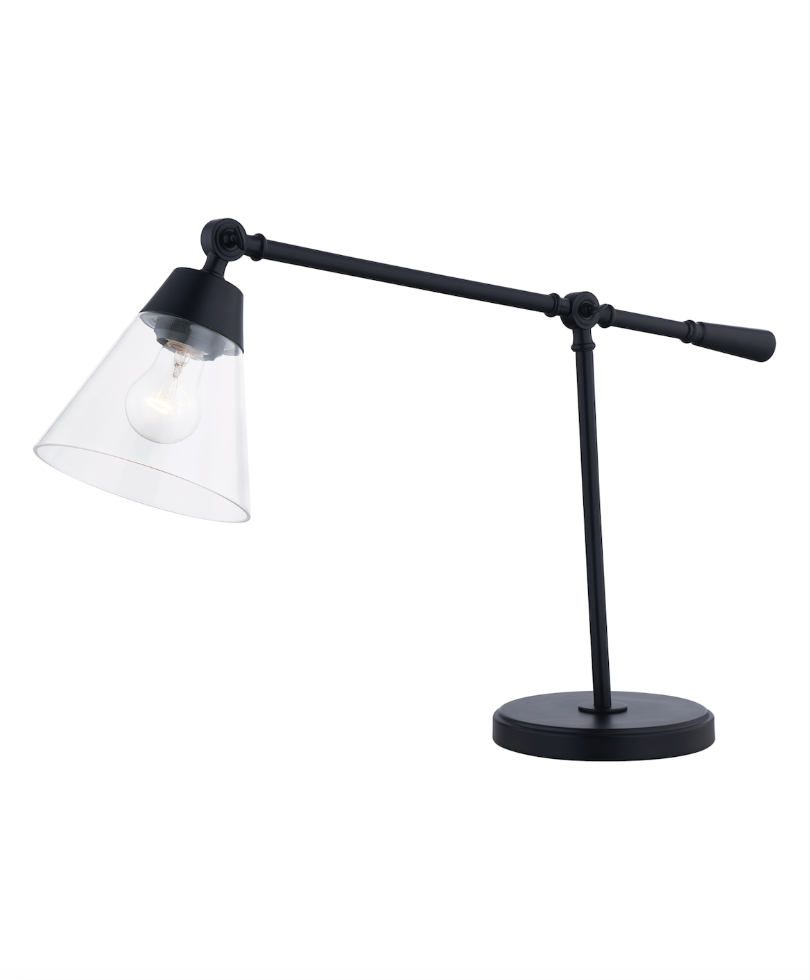 Clarity Cone Series Custom Table Lamp with Clear Cone Glass Shade and Adjustable Arm，Suitable for Dry and Damp Locations with multiple finishes