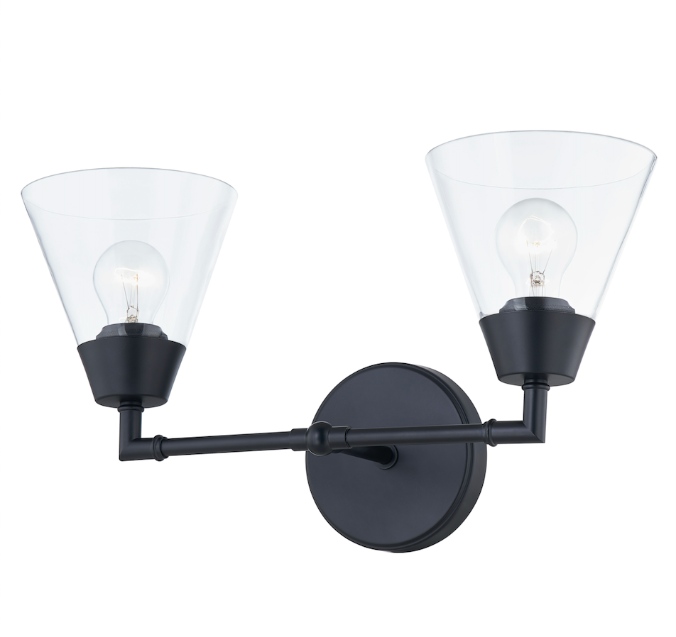 Clarity Cone Series Custom Double-Head Wall Light with Clear Cone Glass Shades，Suitable for Dry and Damp Locations with multiple finishes